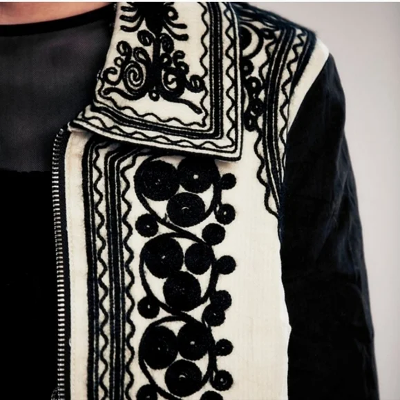 Free People Boho Embroidered Coat Jacket - Picture 3 of 8